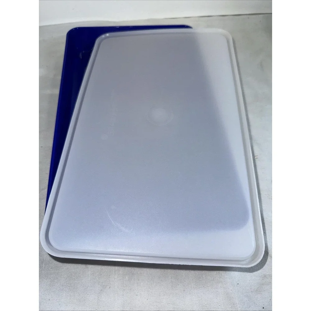 Vintage Tupperware 1292 Blue Bacon Meat Keeper w/ Lid NOS New Old Stock Unused